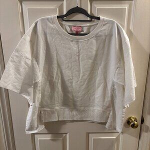 Simply Southern Women's White Short Sheer Sleeve Sweatshirt ~ NWT ~ XXL